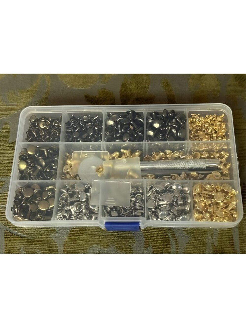 420 Sets Leather Rivets Kit, Double Cap Brass Rivets Leather Studs with 3PCS Set